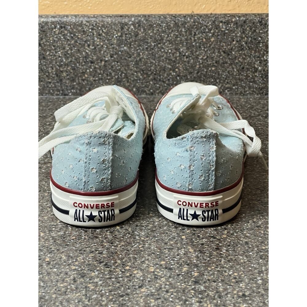 Converse All Star Blue Canvas Shoe Stars Cutout Sneaker Lace Up Womens 8 Low Top - Picture 9 of 11